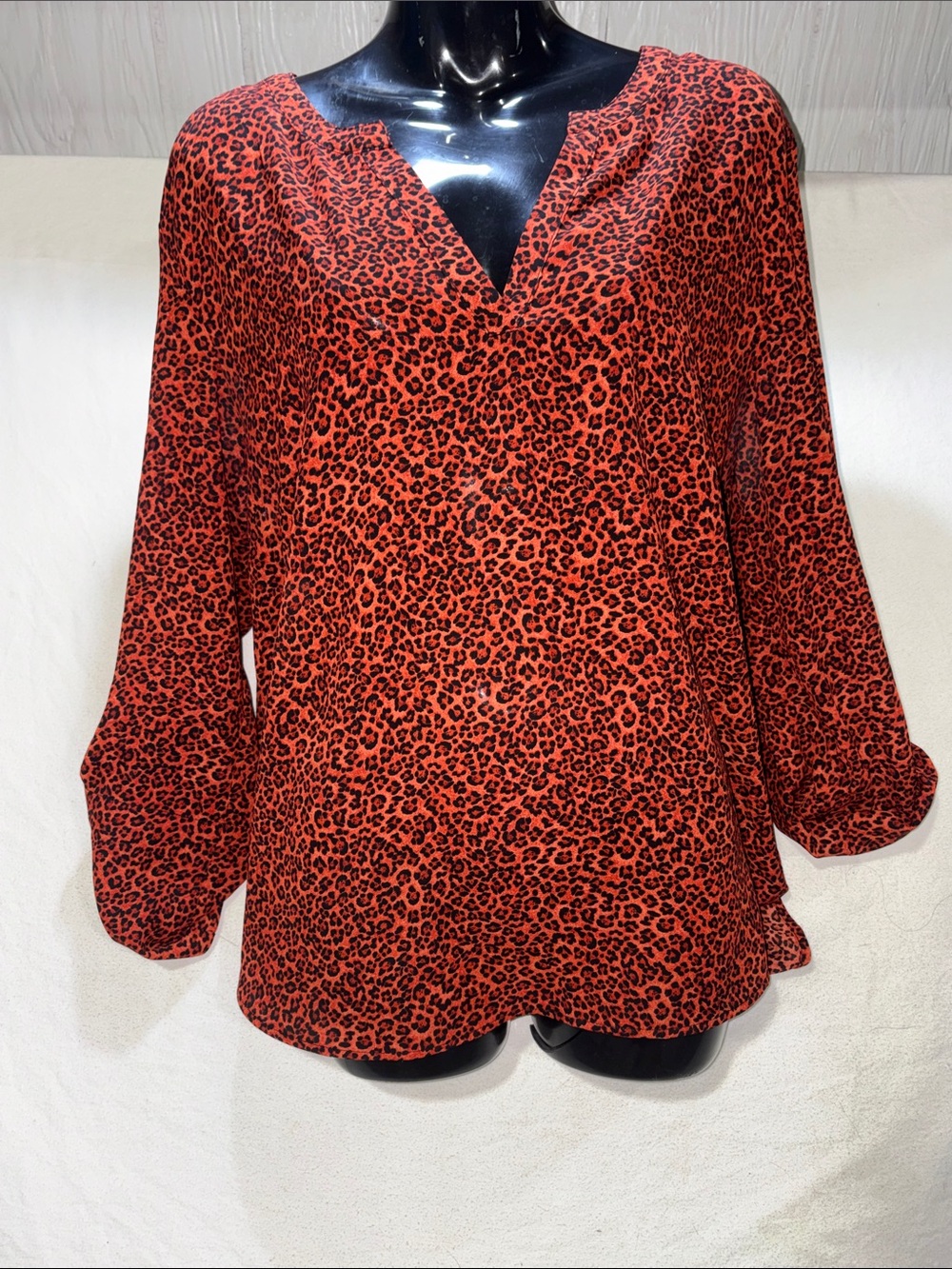 Michael Kors Red Leopard Print Blouse - XL